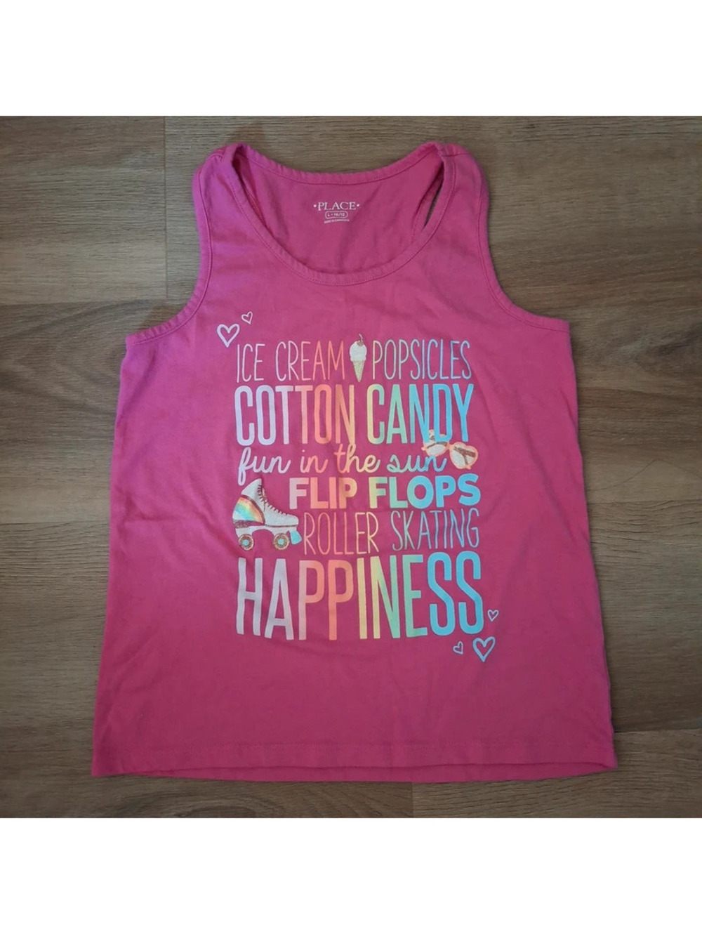 Sun and fun! The Children's Place Pink Summer Graphic Tank Top Girls Large 10/12